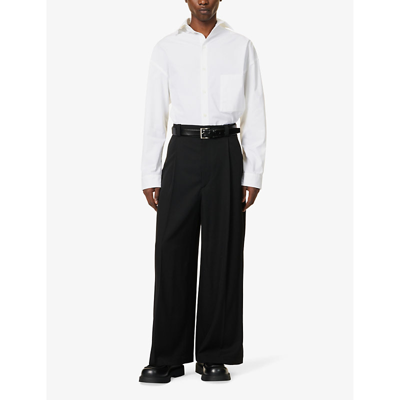 Shop Jacquemus Le Pantalon Salti Relaxed-fit Wide-leg Wool Trousers In Black