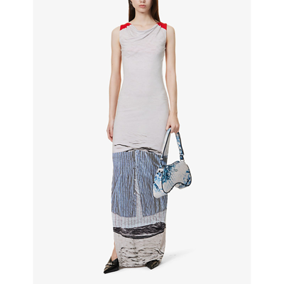 Shop Miaou Women's Chemises In Bleu Selena Abstract-pattern Stretch-woven Maxi Dress