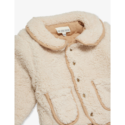 Shop The Little Tailor Cream Round-collar Patch-pocket Faux-shearling Coat 3-24 Months