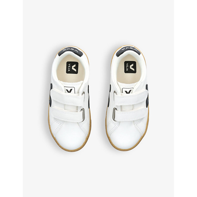 Shop Veja Boys White/blk Kids Esplar Logo-embroidered Leather Low-top Trainers 6-9 Years