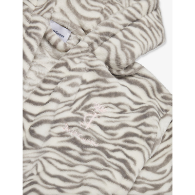 Shop Juicy Couture Girls Vanilla Ice Kids Animal-print Logo-embroidered Velour Robe 8-16 Years