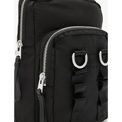 Shop Allsaints Black Steppe Recycled-polyester Sling Cross-body Bag