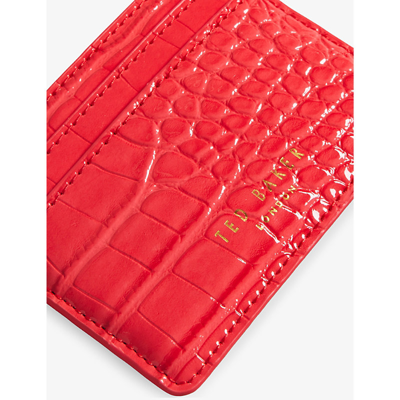 Shop Ted Baker Women's Coral Valanne Logo-embossed Croc-effect Faux-leather Card Holder