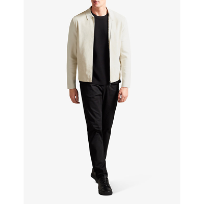 Shop Ted Baker Pieter Contrast-panel Knitted Suede Jacket In Taupe