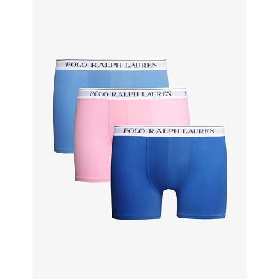Shop Polo Ralph Lauren Men's Multi Pack Of Three Branded-waistband Stretch-cotton Boxer Briefs