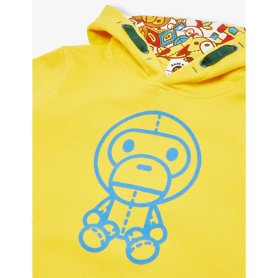 Shop A Bathing Ape Boys Yellow Kids Baby Milo Graphic-print Cotton-jersey Hoody 6-9 Years