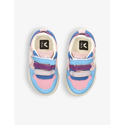 Shop Veja Boys Blue Other Kids V-10 Logo-embroidered Leather Low-top Trainers 2-5 Years