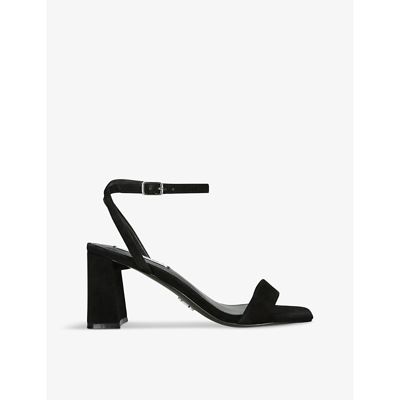 Shop Steve Madden Women's Black Luxe Block-heel Faux-leather Sandals