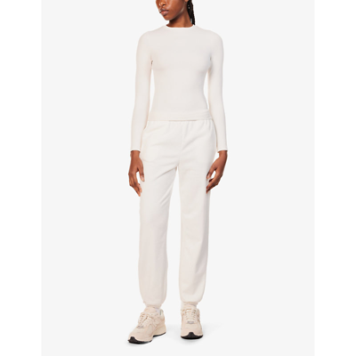 Lounge Underwear Womens Off White Essential Logo-embroidered Slim-fit Stretch-woven Top In Off White