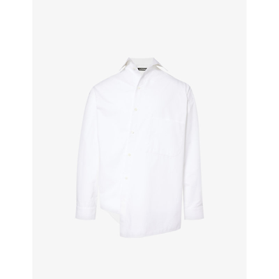 Shop Jacquemus Men's White Le Chemise Cuadro Relaxed-fit Cotton-poplin Shirt