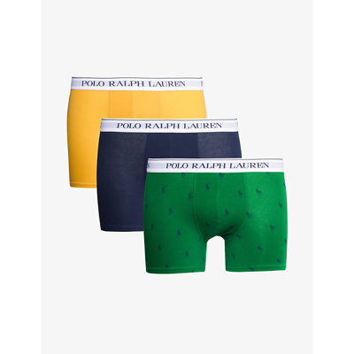 Shop Polo Ralph Lauren Pack Of Three Branded-waistband Stretch-cotton Boxer Briefs In Multi