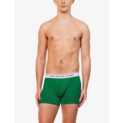 Shop Polo Ralph Lauren Mens Multi Pack Of Three Branded-waistband Stretch-cotton Boxer Briefs