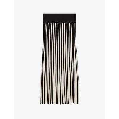 Shop Joseph Pleated Monochrome Stretch-woven Maxi Skirt In Oyster White/ Black