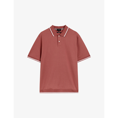 Shop Ted Baker Men's Mid-pink Erwen Textured Cotton Polo Shirt