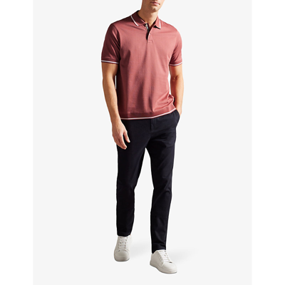 Shop Ted Baker Men's Mid-pink Erwen Textured Cotton Polo Shirt