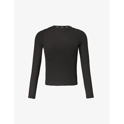Shop Lounge Underwear Women's Black Essential Logo-embroidered Slim-fit Stretch-woven Top