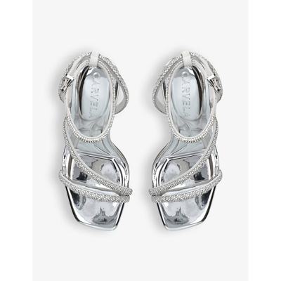 Shop Carvela Women's Silver Paparazzi Jewel-embellished Woven Heeled Sandals