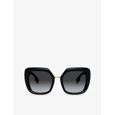 Shop Burberry Womens Black Be4315 Square-frame Acetate Sunglasses