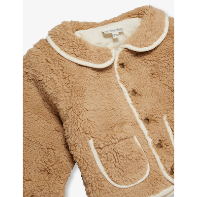 Shop The Little Tailor Tan Round-collar Patch-pocket Faux-shearling Coat 3-24 Months