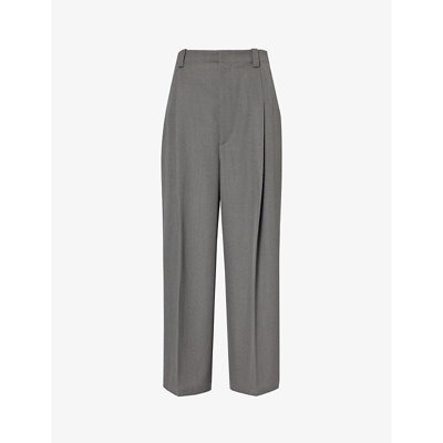 Shop Jacquemus Men's Grey Le Pantalon Salti Relaxed-fit Wide-leg Wool Trousers