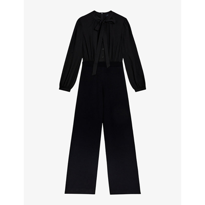 Shop Ted Baker Leot High-neck Fitted-waist Stretch-woven Jumpsuit In Black