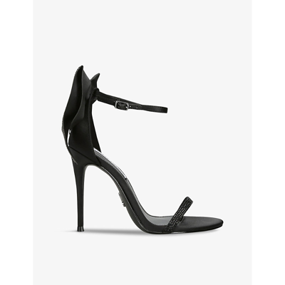 Shop Steve Madden Womens Black Bellarosa Bow-embellished Heeled Satin Sandals
