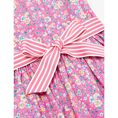 Shop Polo Ralph Lauren Girls Pink Kids Girls' Floral-pattern Flared Cotton Dress