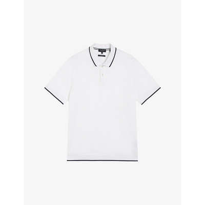 Shop Ted Baker Men's White Erwen Textured Cotton Polo Shirt