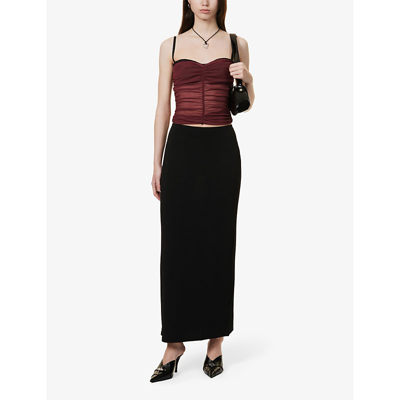 Shop Miaou Women's Black Chiara Slim-fit Stretch-woven Maxi Skirt