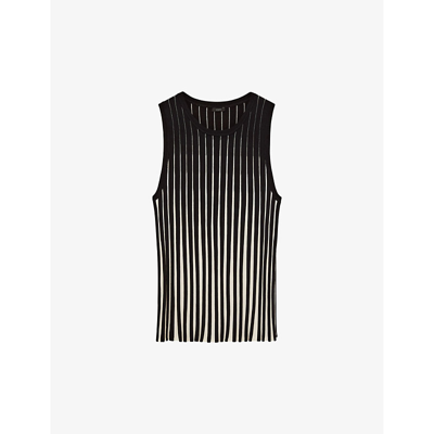 Shop Joseph Pleated Monochrome Stretch-woven Top In Oyster White/ Black