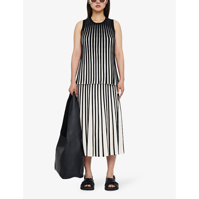 Shop Joseph Pleated Monochrome Stretch-woven Top In Oyster White/ Black