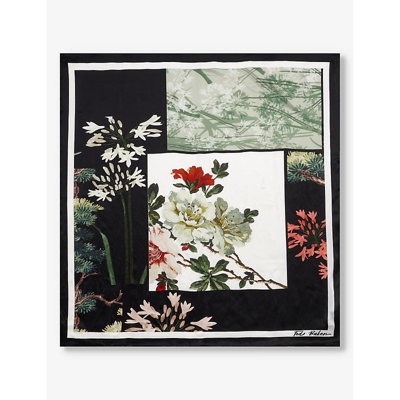 Shop Ted Baker Women's Black Janasi Floral-collage Silk Scarf