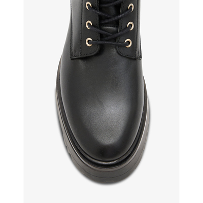 Shop Allsaints Womens Black/warm Bra Onyx Buckle-embellished Leather Boots