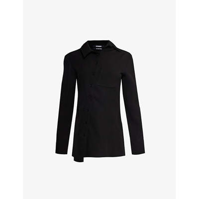 Shop Jacquemus Women's Black Pablo Patch-pocket Asymmetric Woven Shirt