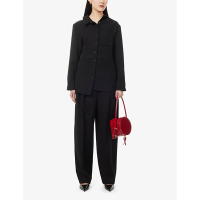 Shop Jacquemus Women's Black Pablo Patch-pocket Asymmetric Woven Shirt