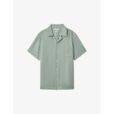 Shop Reiss Men's Pistachio Tokyo Spread-collar Regular-fit Woven Shirt