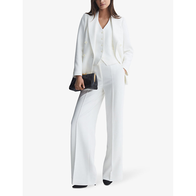 Shop Reiss Women's White Sienna High-rise Wide-leg Crepe Trousers