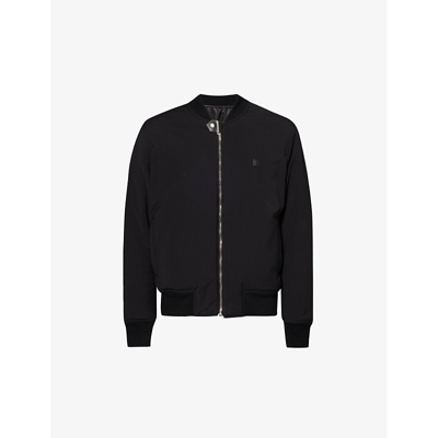 Shop Givenchy Branded Reversible Wool Bomber Jacket In Black