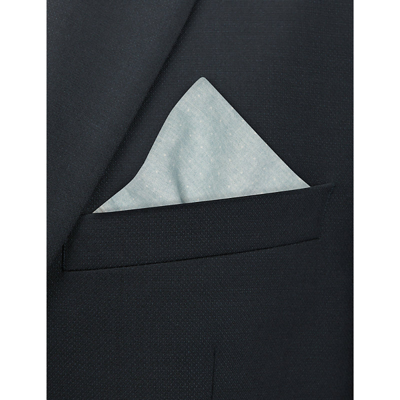 Shop Eleventy Abstract-print Rolled-hem Wool And Cotton-blend Pocket Square In Green