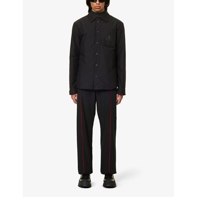 Shop Moncler Men's Black Galinhas Shirt Brand-patch Regular-fit Cotton-blend Down Jacket