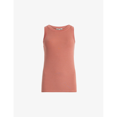 Shop Allsaints Womens Rich Pink Rina Round-neck Stretch-woven Tank Top