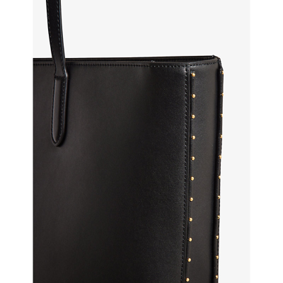 Shop Ted Baker Women's Black Kahlaa Stud-embellished Leather Shopper Bag