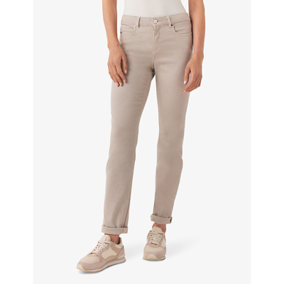 Shop The White Company Womens Midtaupemr Brompton Slim-leg Mid-rise Linen Jeans