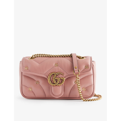 Shop Gucci Marmont Quilted-leather Cross-body Bag In Dusty Carmine Rose