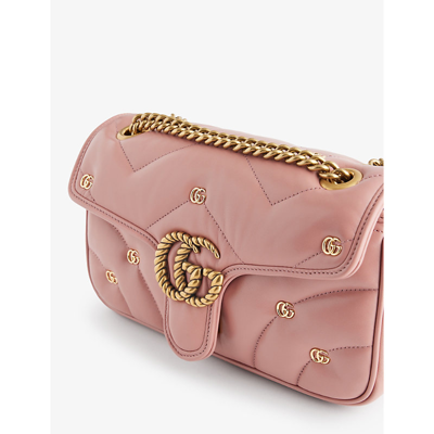 Shop Gucci Marmont Quilted-leather Cross-body Bag In Dusty Carmine Rose