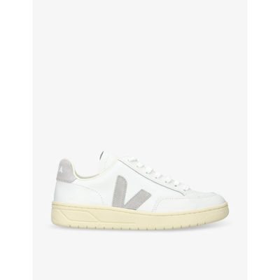 Shop Veja Women's Grey/other Women's V-12 Logo-embroidered Low-top Leather Trainers