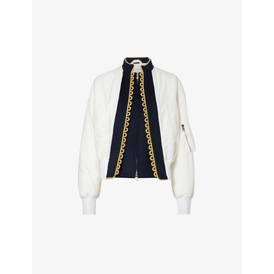 Shop Alexander Mcqueen Womens Ivory Braided-trim Stand-collar Shell Military Jacket
