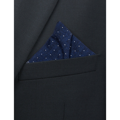 Shop Eleventy Abstract-print Rolled-hem Wool And Cotton-blend Pocket Square In Navy
