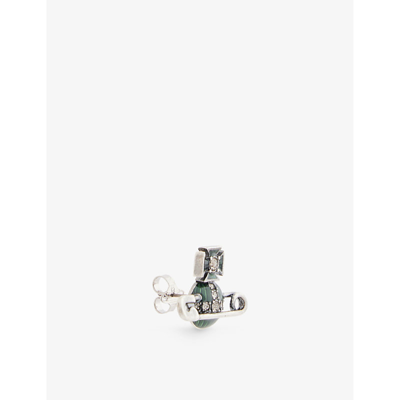 Shop Vivienne Westwood Men's Oxi Silver, Black Dia Kitty Brass Earring