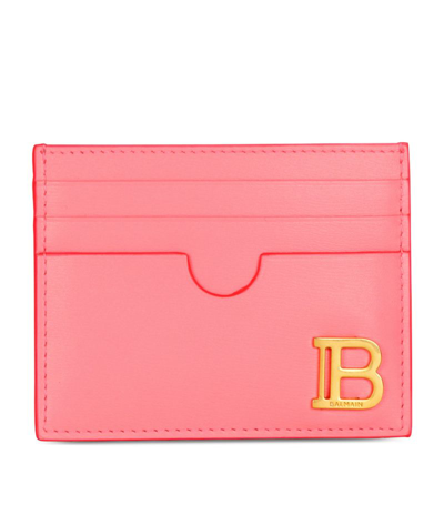 Shop Balmain Leather B-buzz Card Holder In Pink